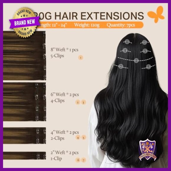 14 Inch Clip In Human Hair Extensions 120g 7pcs Straight Remy Hair main image 4